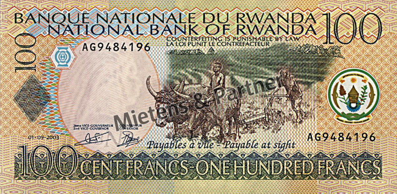 Rwanda (Republic) 100 Francs (03501)