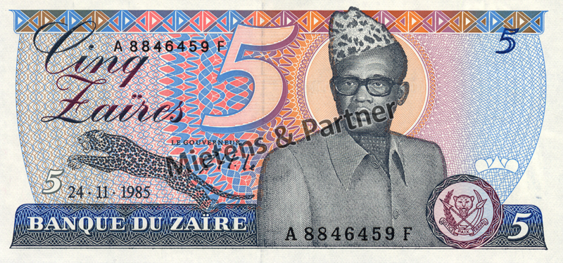 Zaire - Congo (Republic) 5 Zaires (03452)