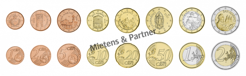 San Marino (Republic) 1, 2, 5, 10, 20, 50 Euro Cent, 1, 2 Euro (61945)