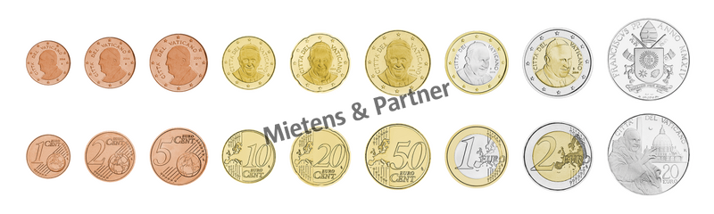 Vatican City State (Absolute Elective Monarchy) 1, 2, 5, 10, 20, 50 Euro Cent, 1, 2, 20 Euro (68393)