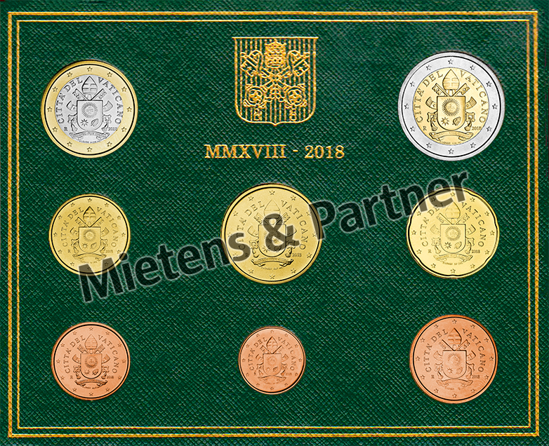 Vatican City State (Absolute Elective Monarchy) 1, 2, 5, 10, 20, 50 Euro Cent, 1, 2 Euro (53860) - 1