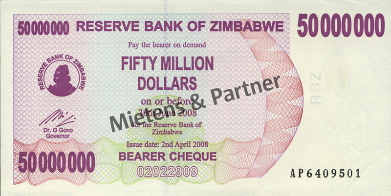 Zimbabwe (Republic) 50 Million Dollars (03811)