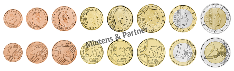 Luxembourg (Parliamentary Monarchy) 1, 2, 5, 10, 20, 50 Euro Cent, 1, 2 Euro (72794)
