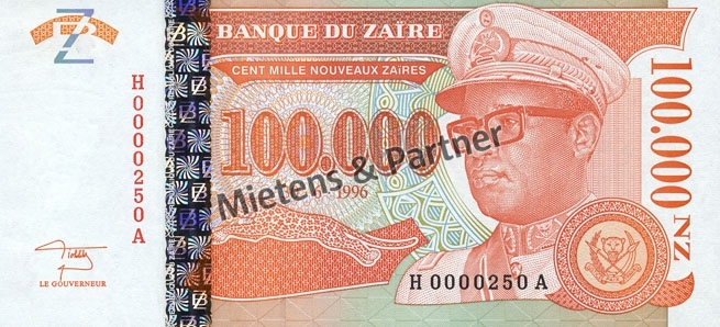 Zaire - Congo (Republic) 100.000 New Zaires (03478)