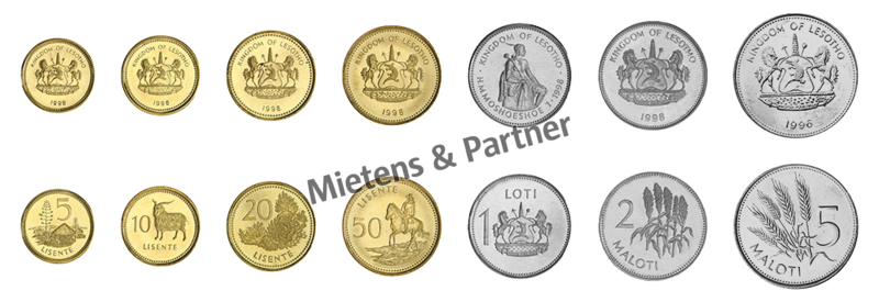 Lesotho (Kingdom) 5, 10, 20, 50 Lisente, 1, 2, 5 Maloti (10540)