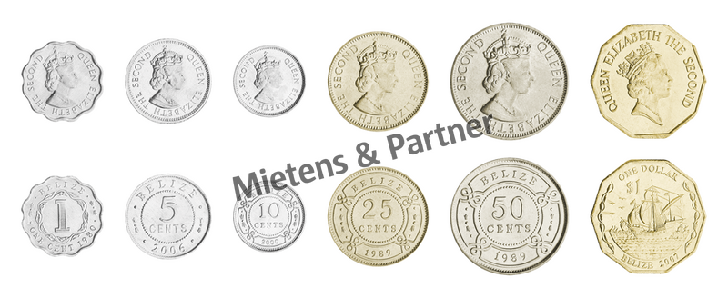 Belize (Parliamentary Monarchy) 1, 5, 10, 25, 50 Cents, 1 Dollar (11105)