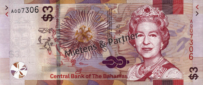Bahamas (Parliamentary Monarchy) 3 Dollars (57723)