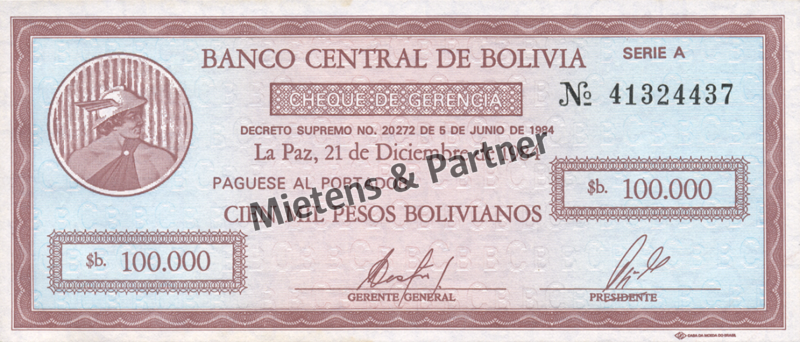 Bolivia (Republic) 100.000 Pesos Bolivianos (04779)