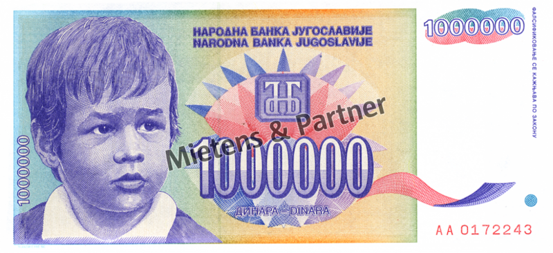Yugoslavia (Federal Republic) 1 Million Dinara (03029)