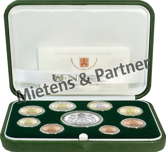 Vatican City State (Absolute Elective Monarchy) 1, 2, 5, 10, 20, 50 Euro Cent, 1, 2, 20 Euro (63582)
