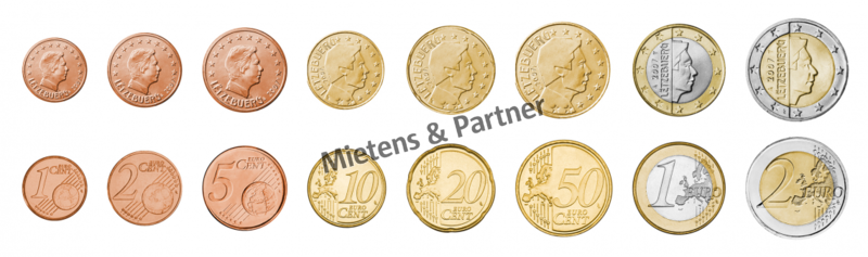 Luxembourg (Parliamentary Monarchy) 1, 2, 5, 10, 20, 50 Euro Cent, 1, 2 Euro (06157)