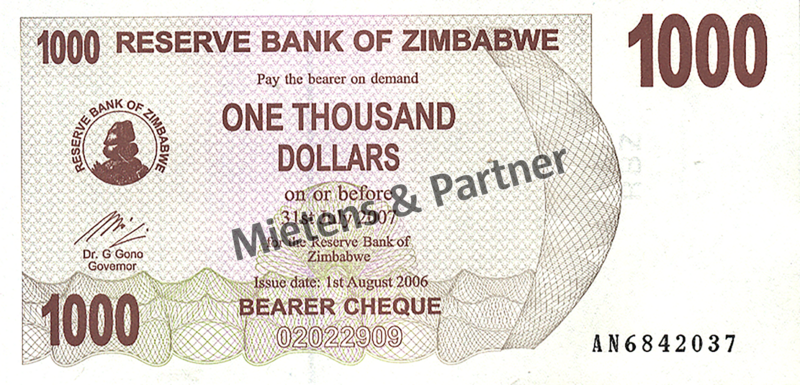 Zimbabwe (Republic) 1.000 Dollars (03809)