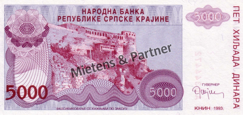 Croatia (Republic of Serbian Krajina) (Republic) 5.000 Dinara (03148)