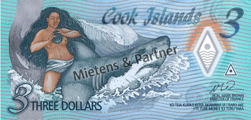 Cook Islands (Self-governing Island Country in Free Association with New Zealand) 3 Dollars (61546)