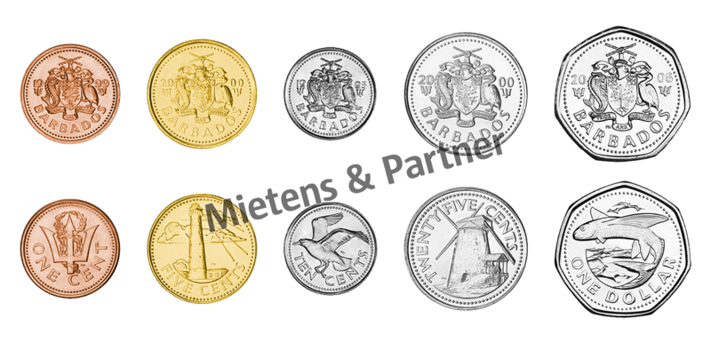 Barbados (Parliamentary Monarchy) 1, 5, 10, 25 Cents, 1 Dollar (11332)