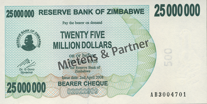 Zimbabwe (Republic) 25 Million Dollars (03810)
