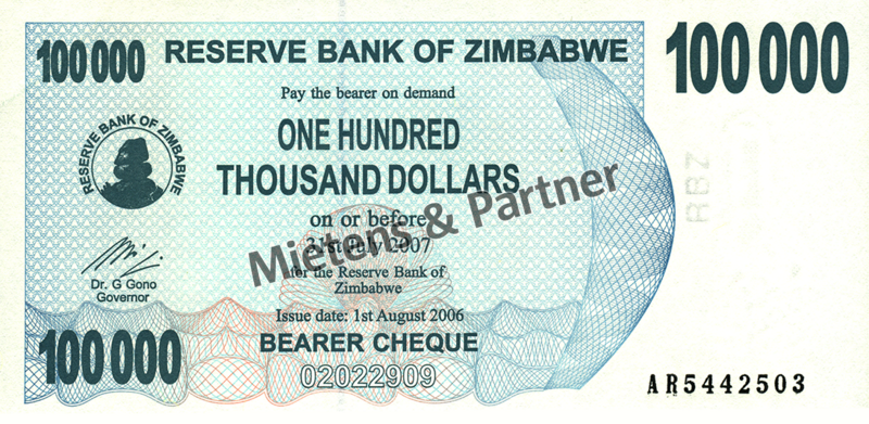 Zimbabwe (Republic) 100.000 Dollars (03839)