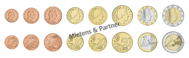 Luxembourg (Parliamentary Monarchy) 1, 2, 5, 10, 20, 50 Euro Cent, 1, 2 Euro (66549)