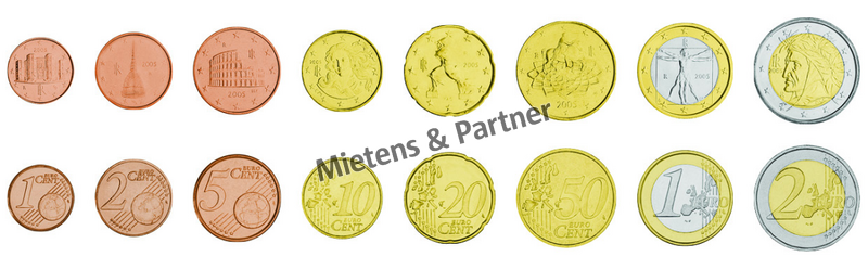 Italy (Parliamentary Republic) 1, 2, 5, 10, 20, 50 Euro Cent, 1, 2 Euro (06858)