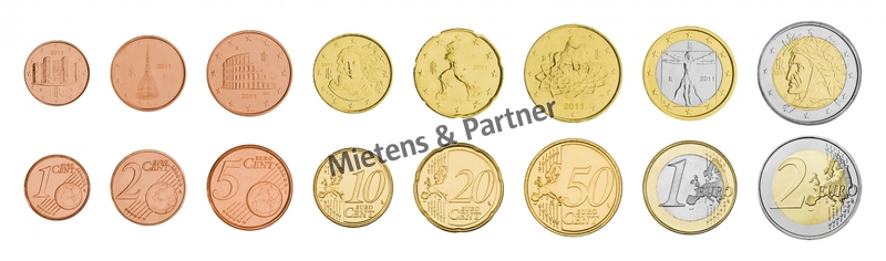 Italy (Parliamentary Republic) 1, 2, 5, 10, 20, 50 Euro Cent, 1, 2 Euro (24977)