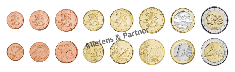 Finland (Parliamentary Republic) 1, 2, 5, 10, 20, 50 Euro Cent, 1, 2 Euro (07978)