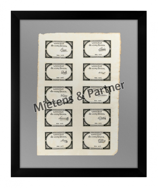 France (First Republic) Uncut sheet of 5 Livres (10 Assignats) (41667)