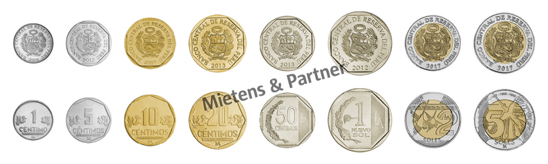 Peru (Republic) 1, 5, 10, 20, 50 Centimos, 1, 2, 5 Soles (51721)