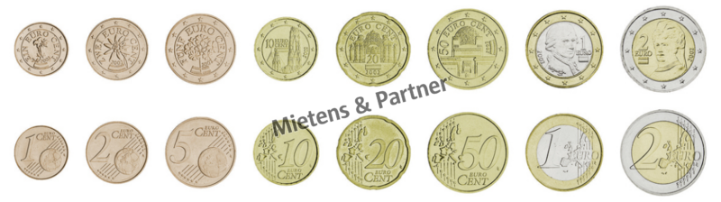 Austria (Republic) 1, 2, 5, 10, 20, 50 Euro Cent, 1, 2 Euro (08062)