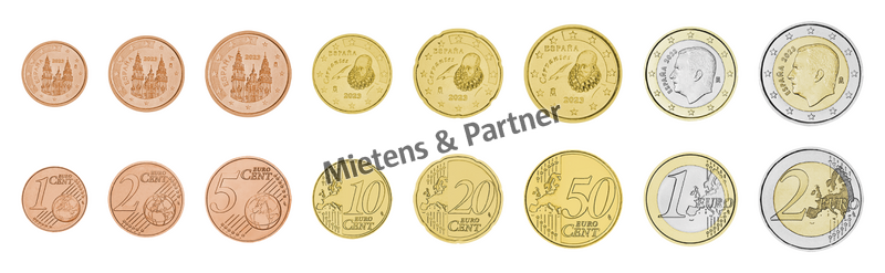 Spain (Parliamentary Monarchy) 1, 2, 5, 10, 20, 50 Euro Cent, 1, 2 Euro (65981)