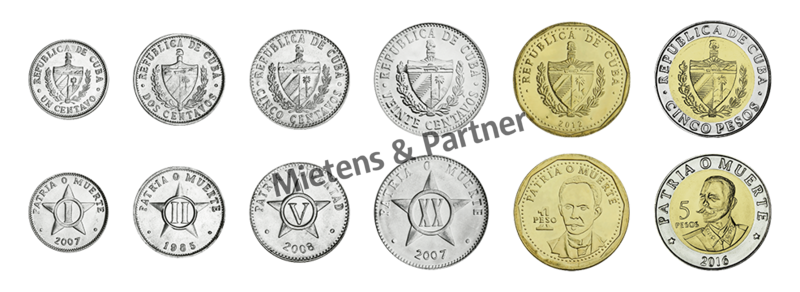 Cuba (Republic) 1, 2, 5, 20 Centavos, 1, 5 Pesos (51193)