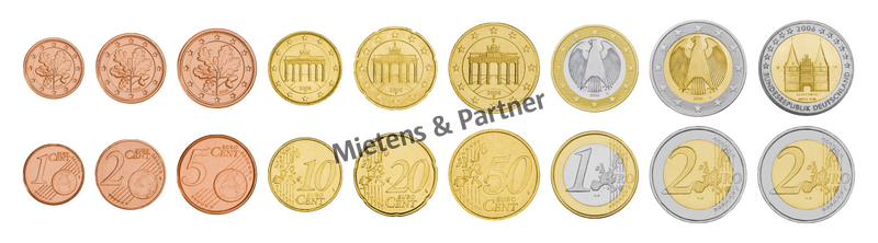Germany (Federal Republic) 1, 2, 5, 10, 20, 50 Euro Cent, 1, 2, 2 Euro (33872)