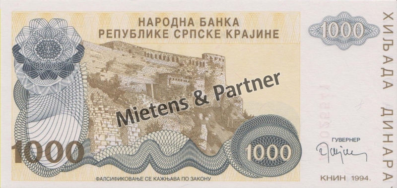 Croatia (Republic of Serbian Krajina) (Republic) 1.000 Dinara (03146)