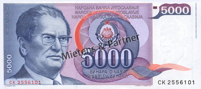 Yugoslavia (Socialist Federal Republic) 5.000 Dinara (02956)