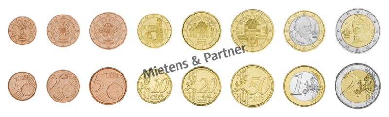 Austria (Republic) 1, 2, 5, 10, 20, 50 Euro Cent, 1, 2 Euro (08073)