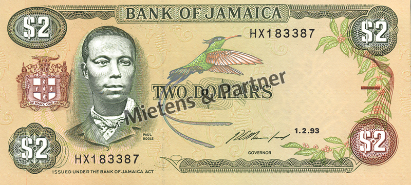 Jamaica (Parliamentary Monarchy) 2 Dollars (04452)