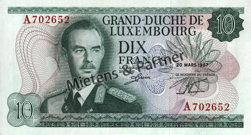 Luxembourg (Parliamentary Monarchy) 10 Francs (51396)