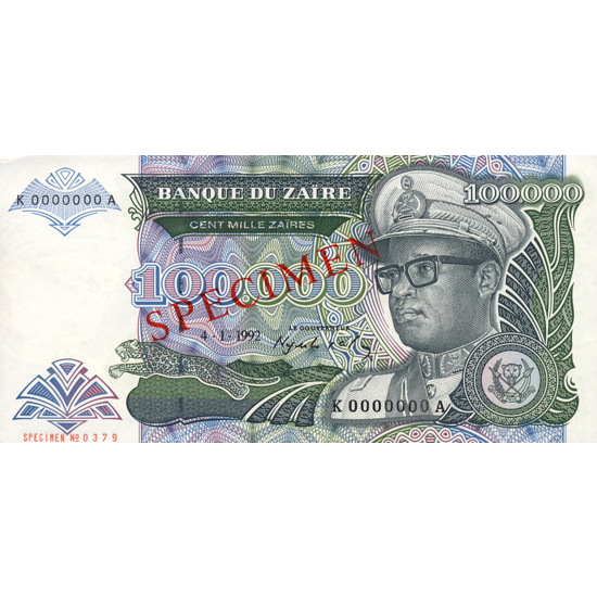 Zaire - Congo (Republic) 100.000 Zaires (03488)