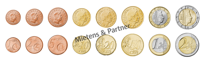 Luxembourg (Parliamentary Monarchy) 1, 2, 5, 10, 20, 50 Euro Cent, 1, 2 Euro (06061)