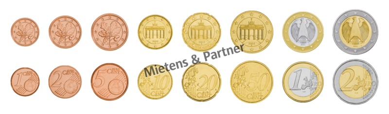 Germany (Federal Republic) 1, 2, 5, 10, 20, 50 Euro Cent, 1, 2 Euro (15832)