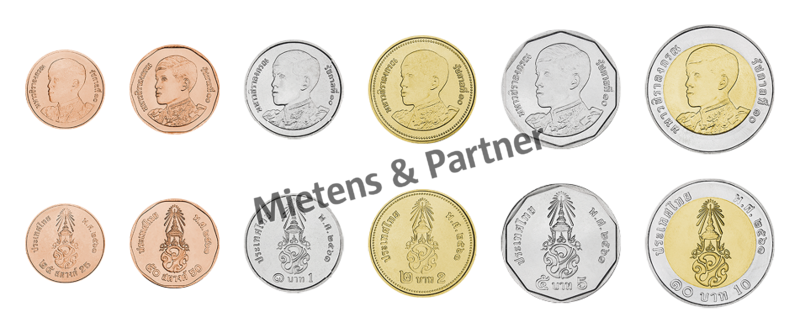 Thailand (Kingdom) 25, 50 Satang, 1, 2, 5, 10 Baht (53244)