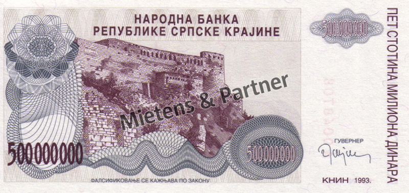 Croatia (Republic of Serbian Krajina) (Republic) 500 Million Dinara (03142)