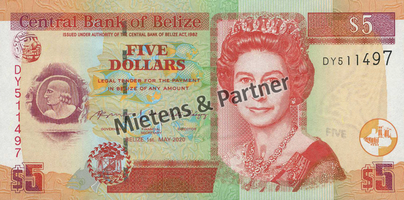 Belize (Parliamentary Monarchy) 5 Dollars (65881)